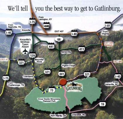 Map of Gatlinburg TN