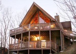 The exterior of a beautiful Gatlinburg TN cabin at Chalet Village.