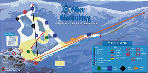 A map of Ober Gatlinburg.