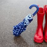 Rainy day boots and umbrella.