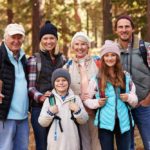 Family hiking in the National Park.