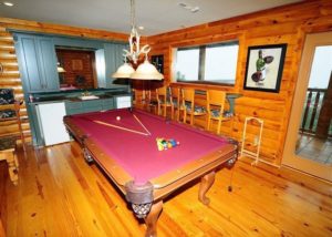 A pool table at a cabin rental in Gatlinburg TN.