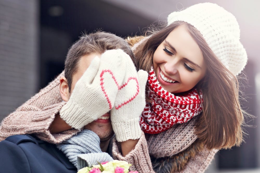 Happy couple celebrating Valentine's Day.