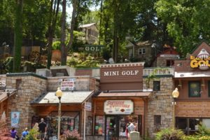 Mini golf at Gatlin's Smoky Mountain Fun in downtown Gatlinburg.