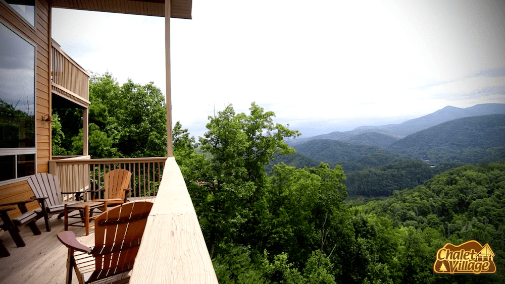 Beautiful mountain views from a property at the Chalet Village cabin resort in Gatlinburg.