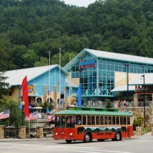 A Gatlinburg trolley at Ripley's Aquarium of the Smokies.