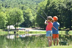 kids fishing at park in gatlinburg