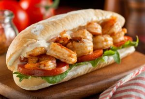 shrimp po boy sandwich