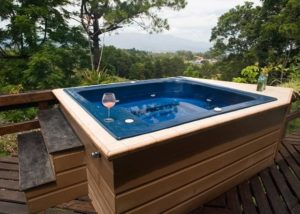 hot tub on deck of cabin