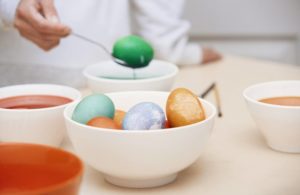 making easter eggs in a smoky mountain cabin